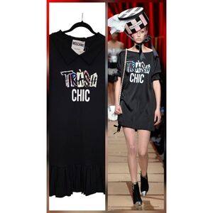 Moschino COUTURE MFW 2017 Black TRASH CHIC Dress US8